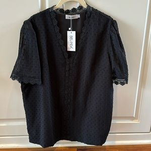 Small NWT black lace short sleeve blouse